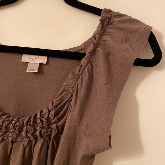 Ann Taylor LOFT Light Brown Ruched Dress - Picture 4 of 8